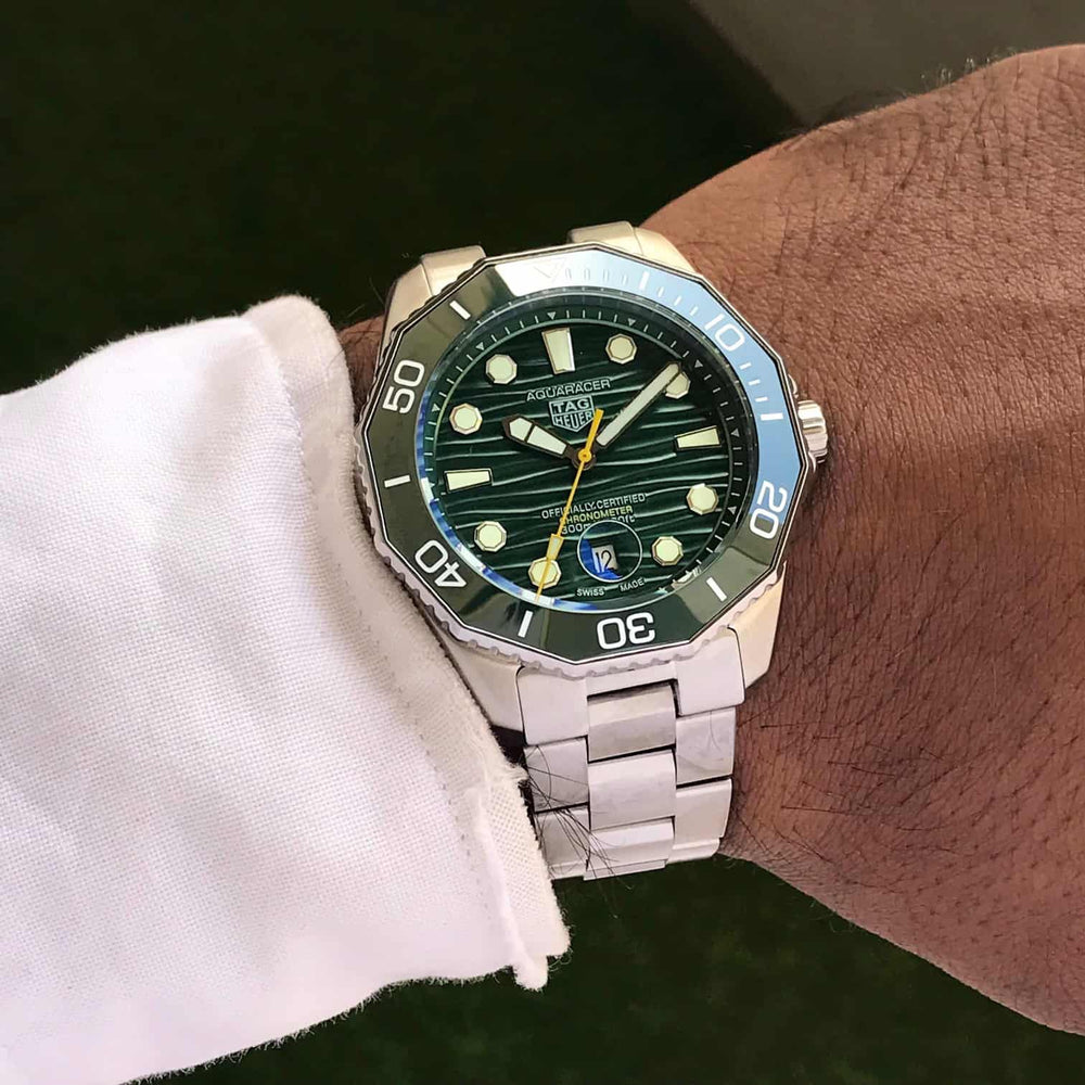 Tag Heuer Aquaracer Silver Green Dial Japanese Automatic Men’s Watch