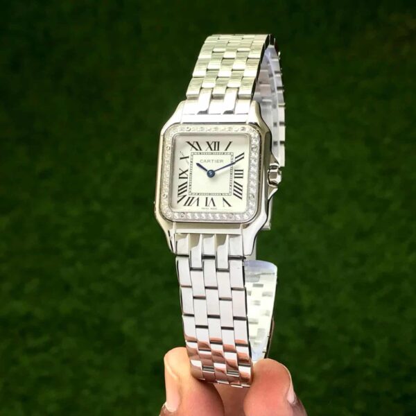 Cartier De Panthere Silver White Dial Premium Stainless Steel Womens Watch