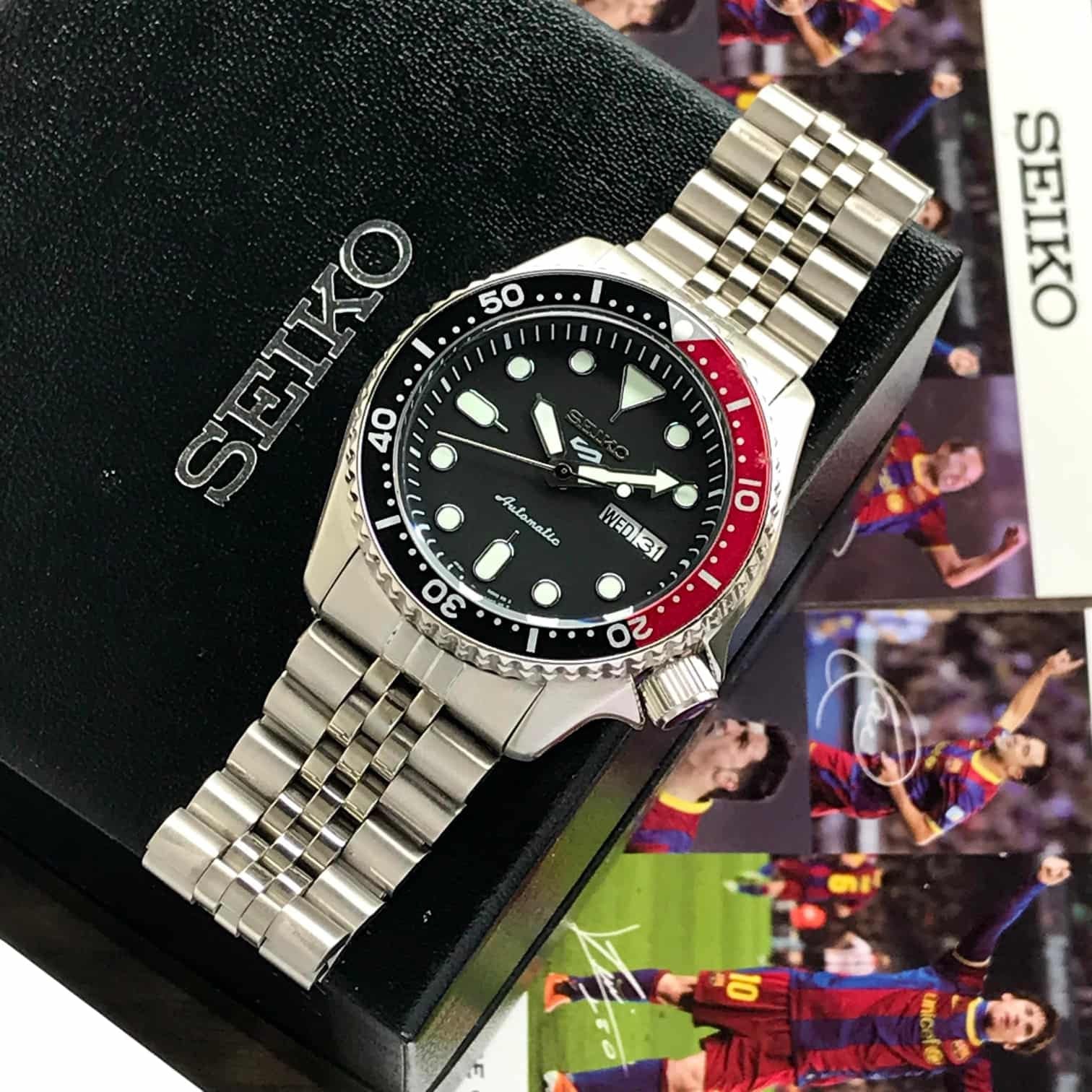 Seiko 5 Sports Black Grape Automatic Jubli Chain Mens Watch