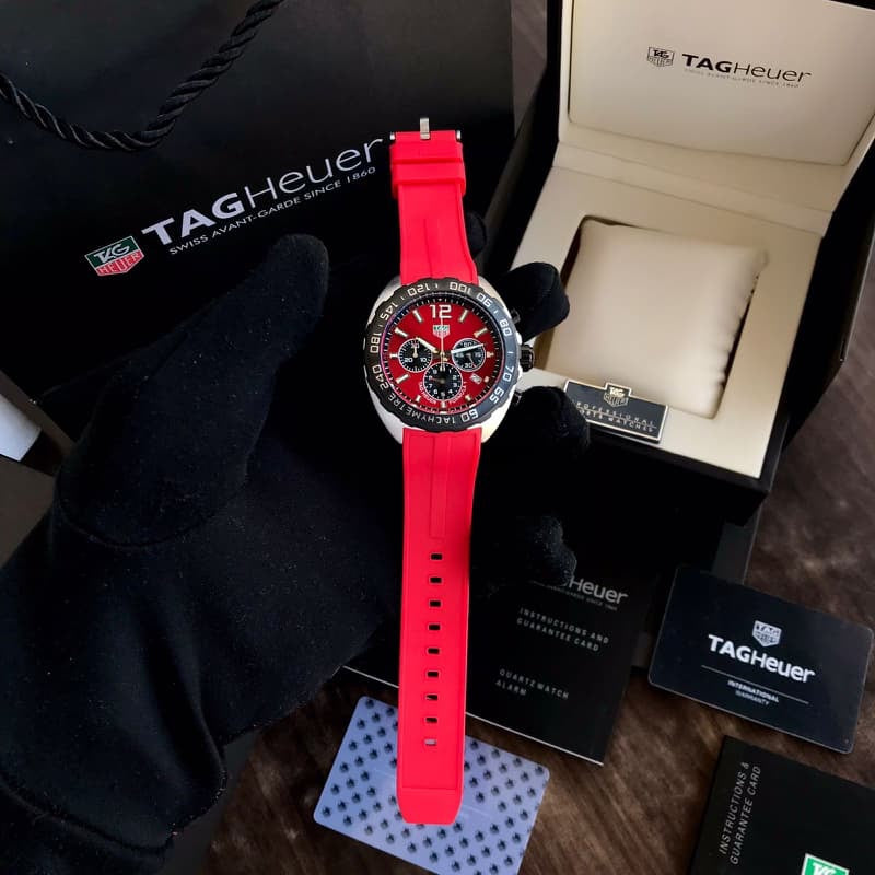 Tag Heuer Formula 1 Red Stainless Steel Japanese Quality Quartz Chronograph Master Quality Men’s Watch