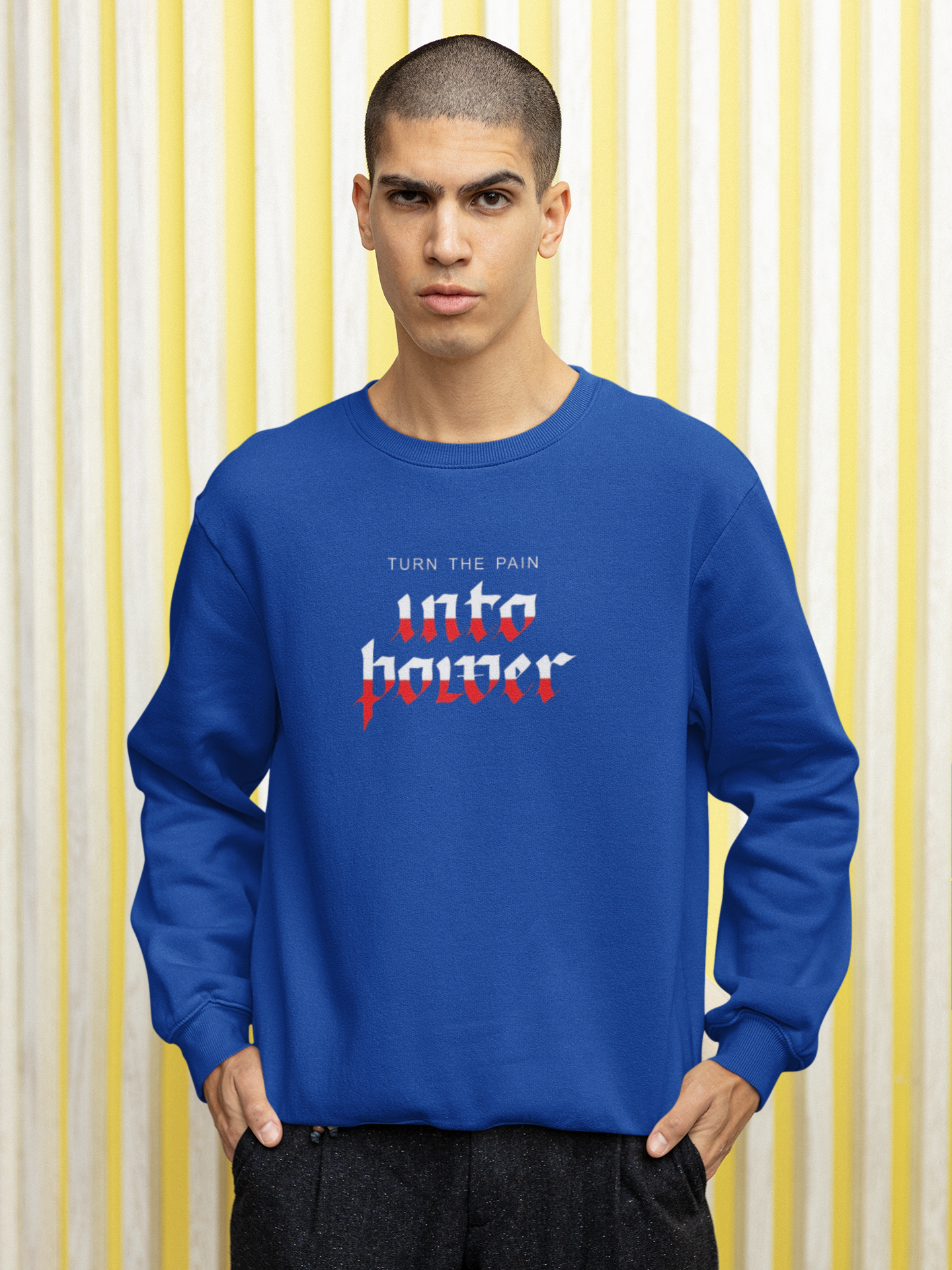 TURN THE PAIN INTO POWER UNISEX HOODED SWEATSHIRTS — zoomed view