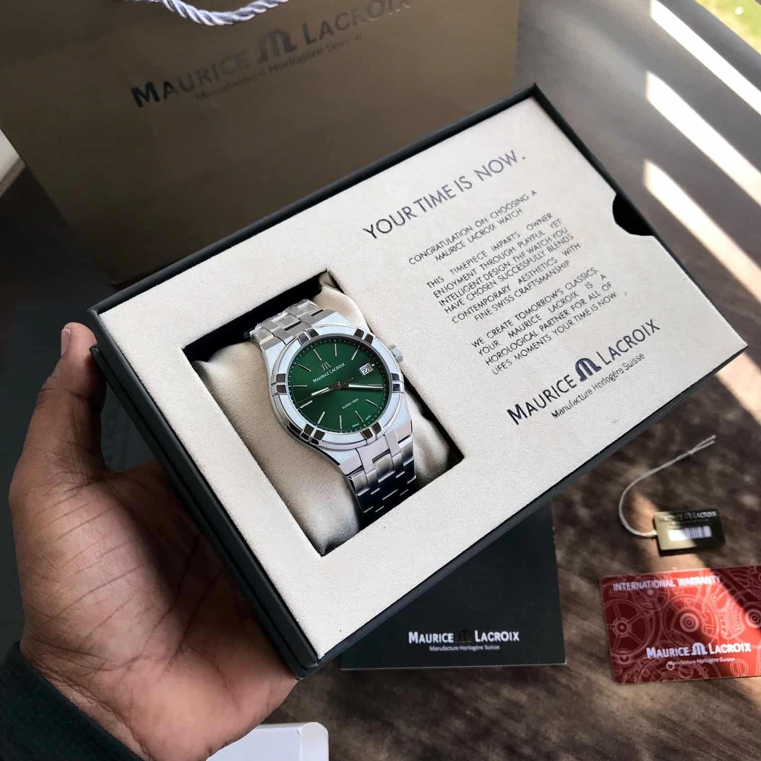 Maurice Lacroix Aikon Quartz 40mm Authentic Stainless Steel Green Dial