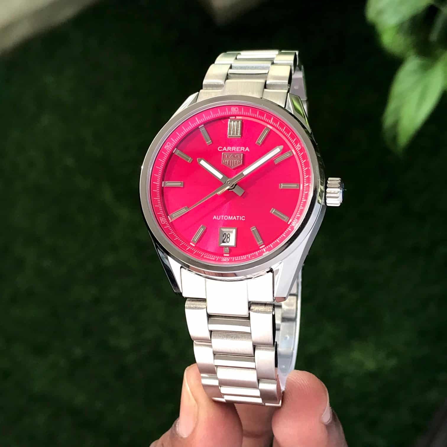 Tag Heuer Grand Carrera Stainless Steel Pink Dial Automatic Watch For Women’s