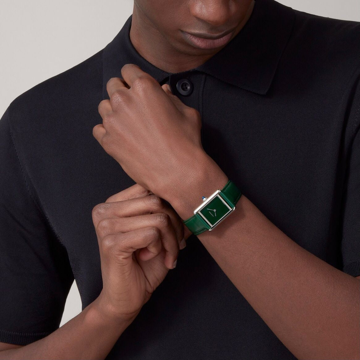Cartier Tank Must Japanese Premium Medium Silver Green Unisex Watch