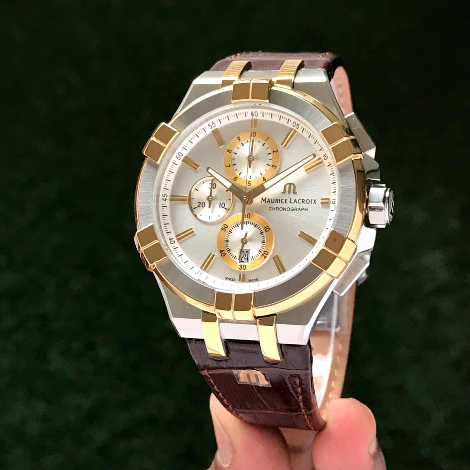 Maurice Lacroix Aikon Chronograph 44mm Authentic Mens Watch — zoomed view