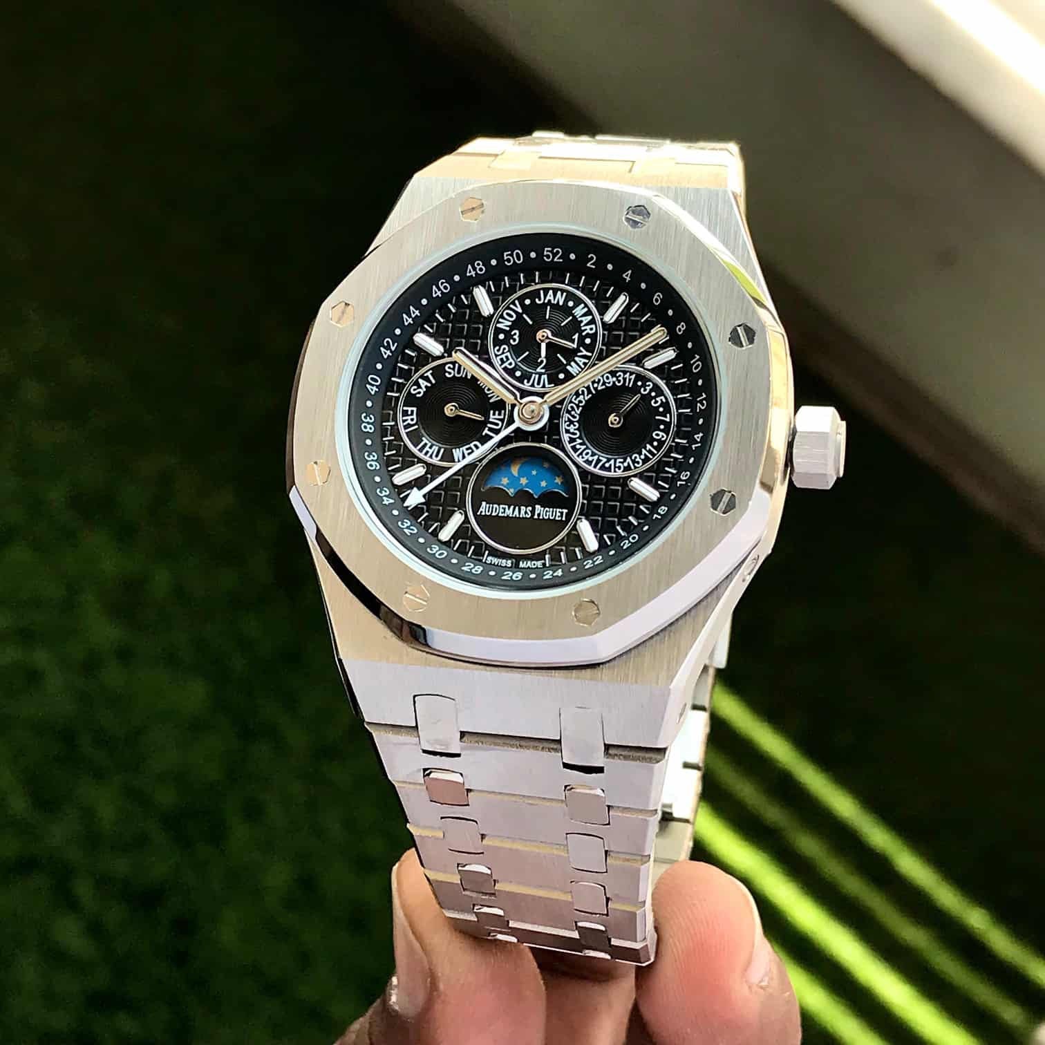 Audemars Piguet Royal Oak Double Balance Wheel Open worked Dial Full Black Automatic Mens Watch — zoomed view