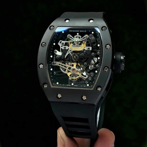 Richard Mille RM 057 Tourbillon Full Black Skeleton Dial Automatic Mens Watch — zoomed view