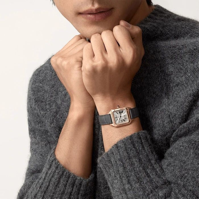Cartier De Santos Dumont Premium RoseGold White Dial Unisex Watch
