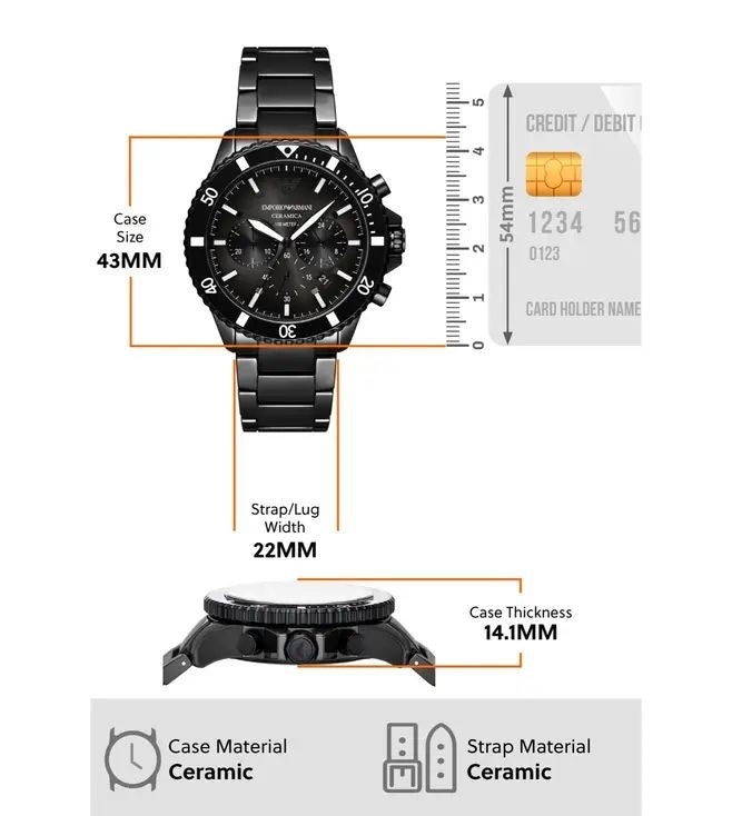 Emporio Armani AR70010 Black Ceramic Chronograph Watch For Mens