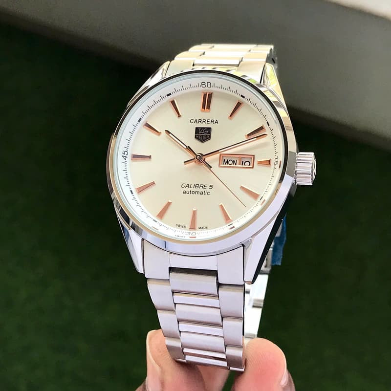 Tag Heuer Calibre 5 Stainless Steel Copper White Dial Automatic Master Quality Mens Watch