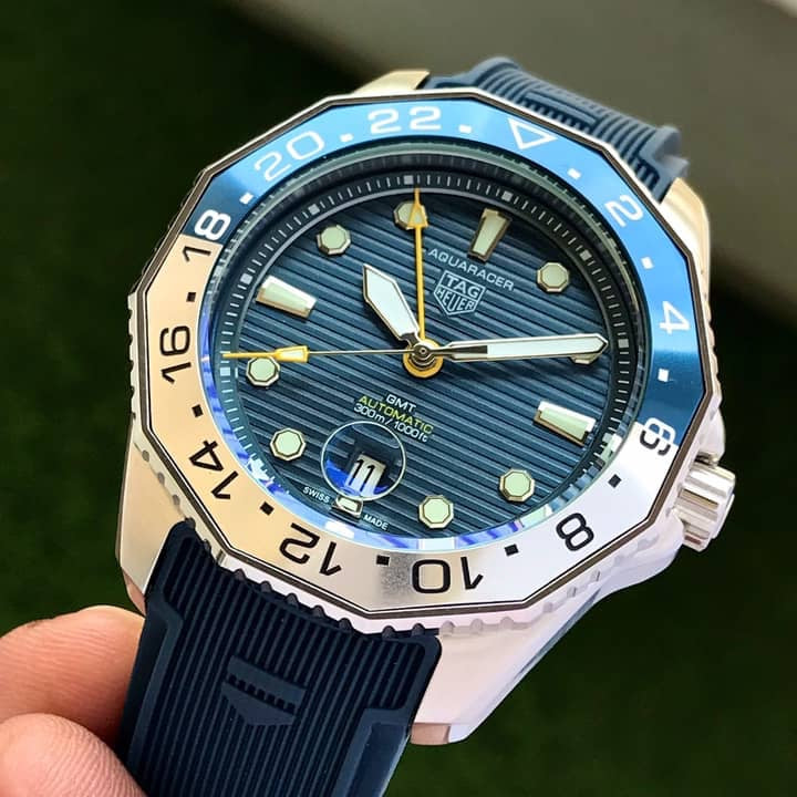 TAG Heuer Aquaracer Professional 300 GMT Blue Fiber Strap Automatic Mens Watch