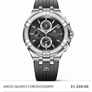 Maurice Lacroix Aikon Quartz Chronograph Full Black Authentic Mens Watch