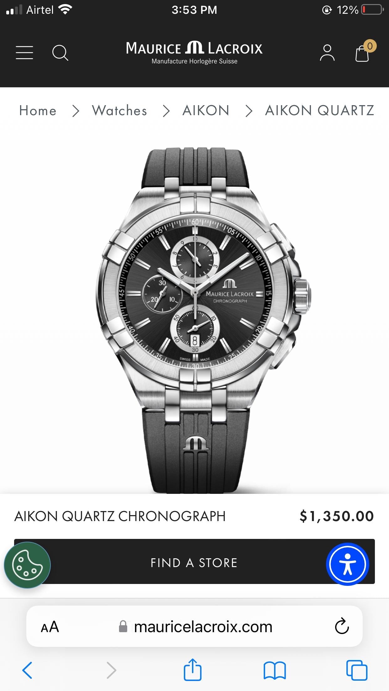 Maurice Lacroix Aikon Quartz Chronograph Full Black Authentic Mens Watch