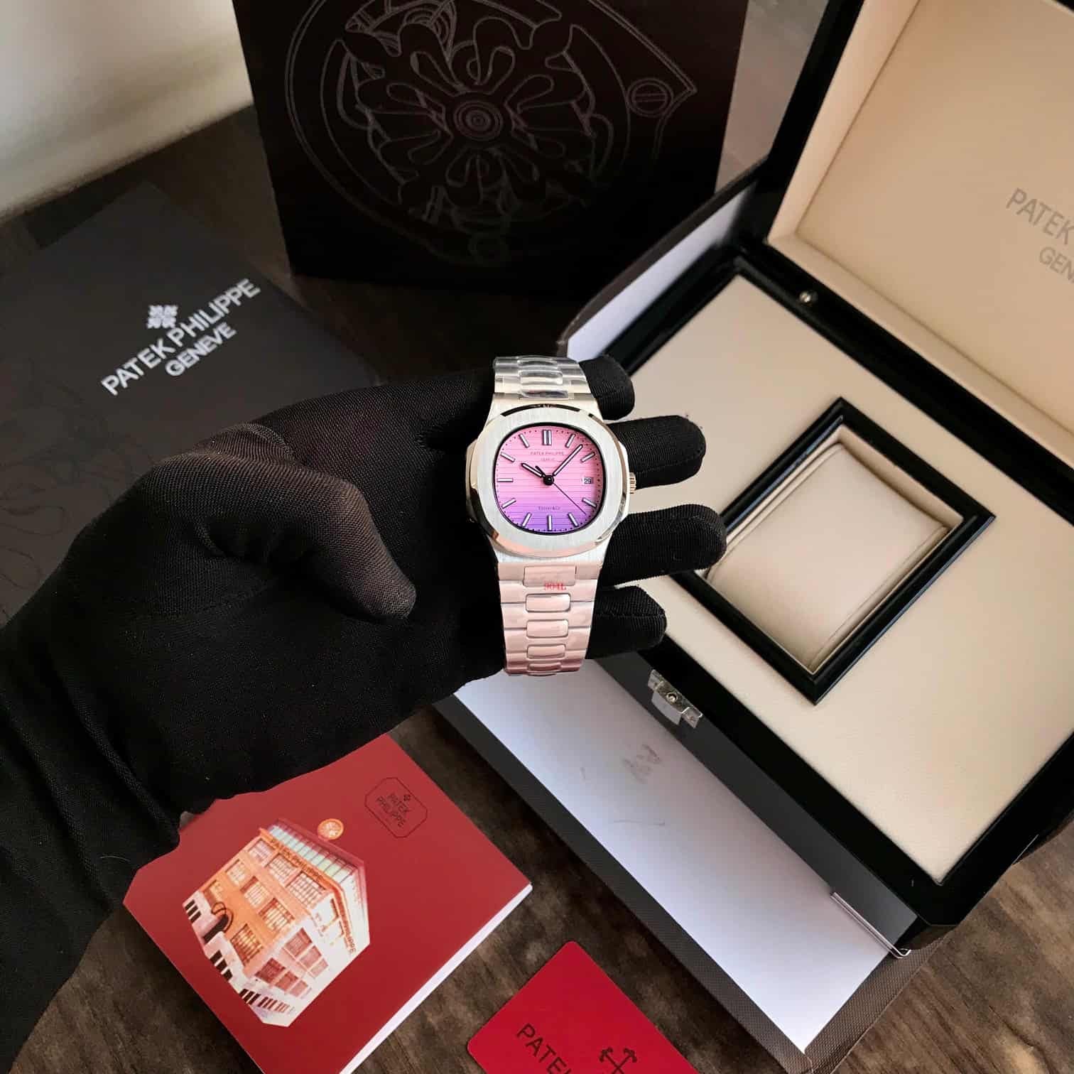 Patek Phillipe Nautilus Tiffany Dial Silver Metal premium Automatic Watch [OPEN BACK]