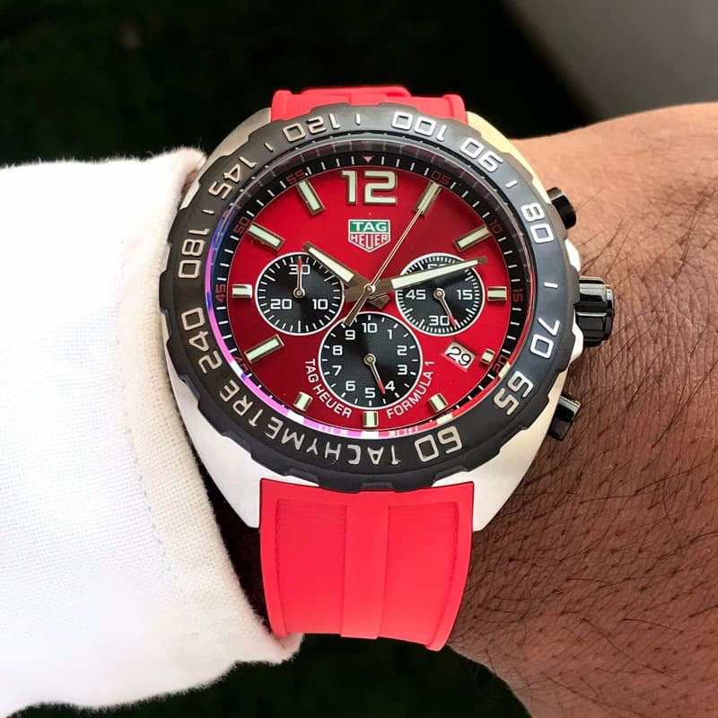 Tag Heuer Formula 1 Red Stainless Steel Japanese Quality Quartz Chronograph Master Quality Men’s Watch