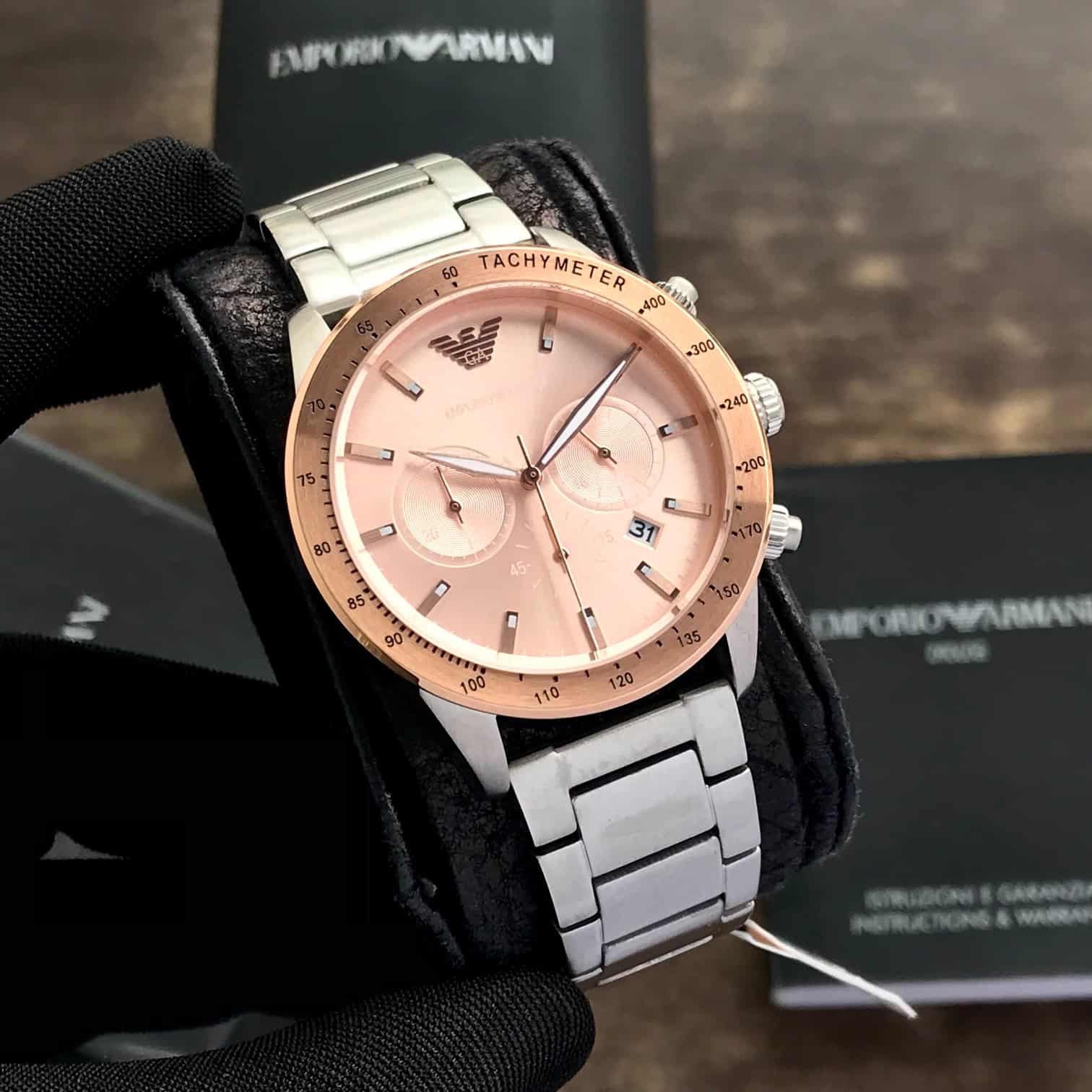 Emporio Armani AR11352 Stainless Steel Mario Men’s Watch — zoomed view