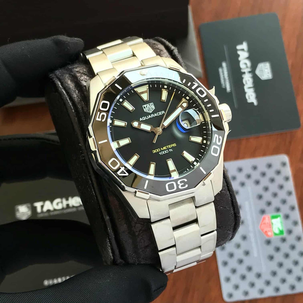 Tag Heuer Aquaracer Stainless Steel Black Dial 300M Automatic Mens Watch