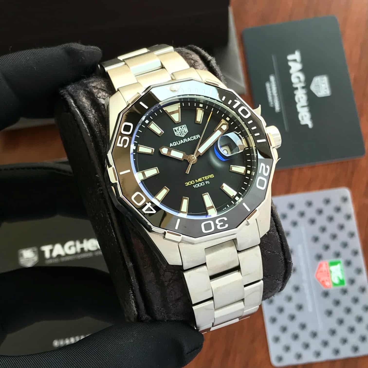 Tag Heuer Aquaracer Stainless Steel Black Dial 300M Automatic Mens Watch