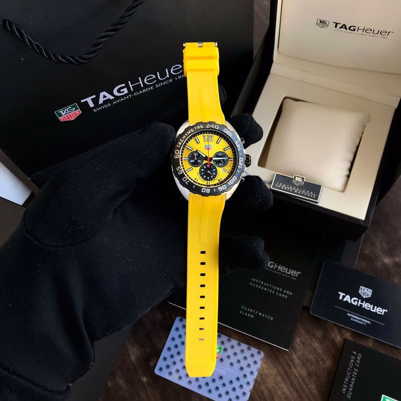 Tag Heuer Formula 1 Yellow Stainless Steel Japanese Quality Quartz Chronograph Master Quality Men’s Watch