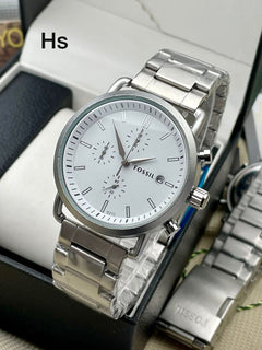 Men's Fossil  New Commuter Collection | Silver Chronograph Watch | BrandFactoryPro