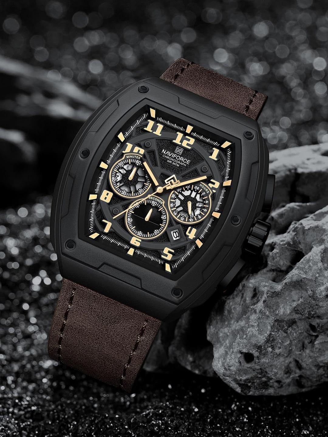 Naviforce Men Dial & Leather Straps Analogue Chronograph Watch NF8053_B Y DBN