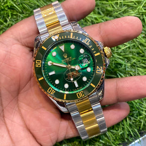 Rolex Silver Gold Green Automatic Chain Watch For Men