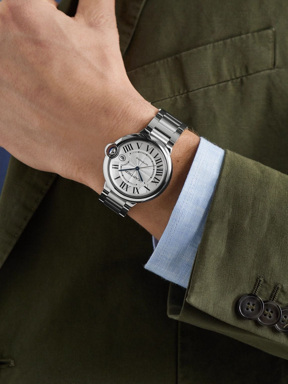 Cartier Ballon Bleu Stainless Steel Watch 36mm Automatic Men’s Watch