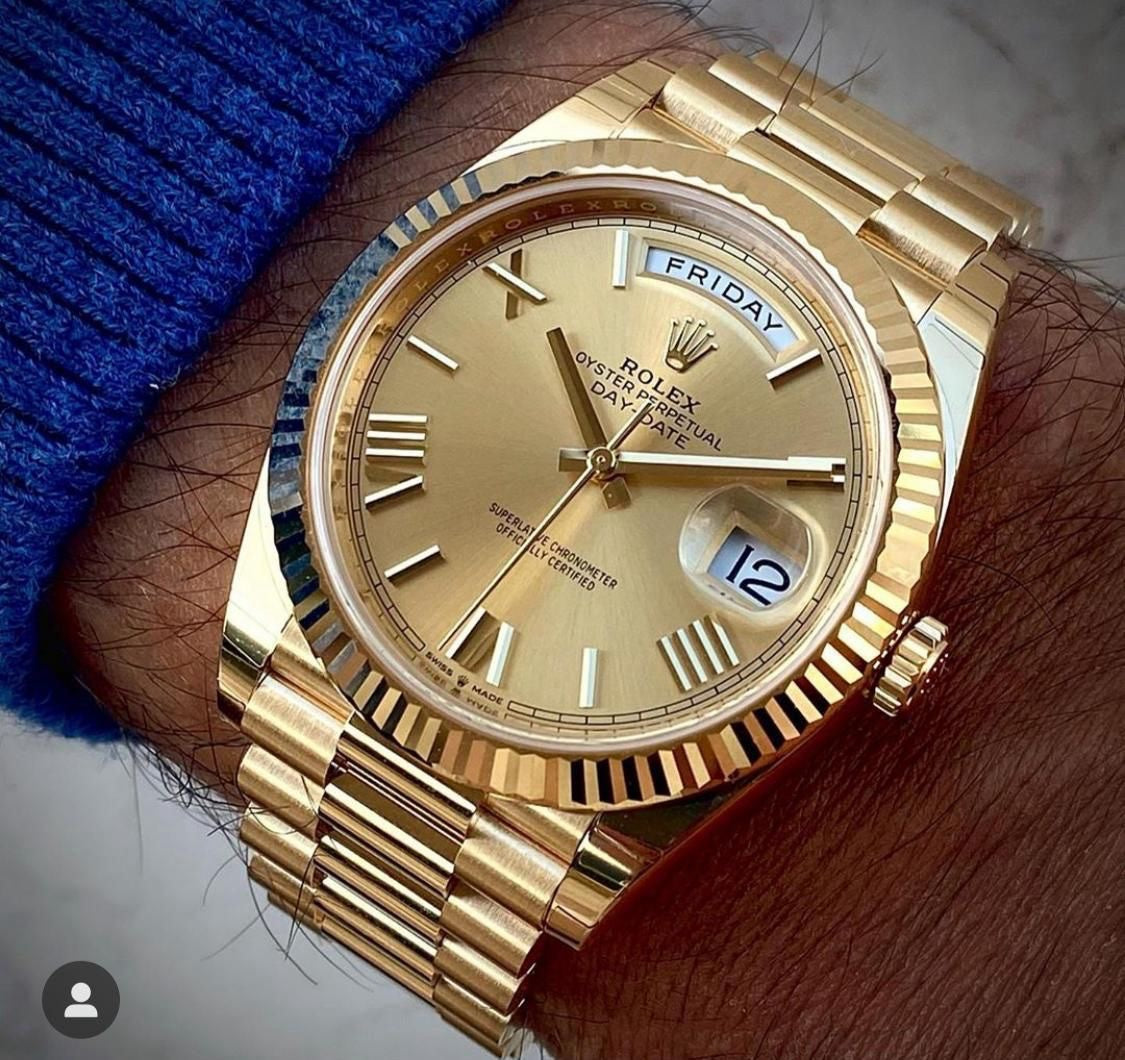 Rolex Day Date 41 Gold Tone Gold Dial Japanese Automatic Mens Watch