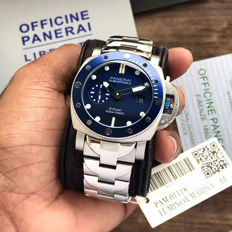 Panerai Submersible Stainless Steel Blue Swiss Automatic Men’s Watch