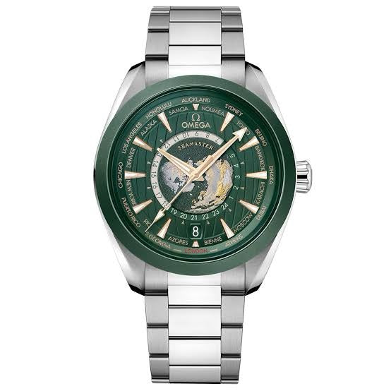 Omega Aqua Terra 150M Co-Axial Master Chronometer GMT Worldtimer 43 mm Mens Watch — zoomed view