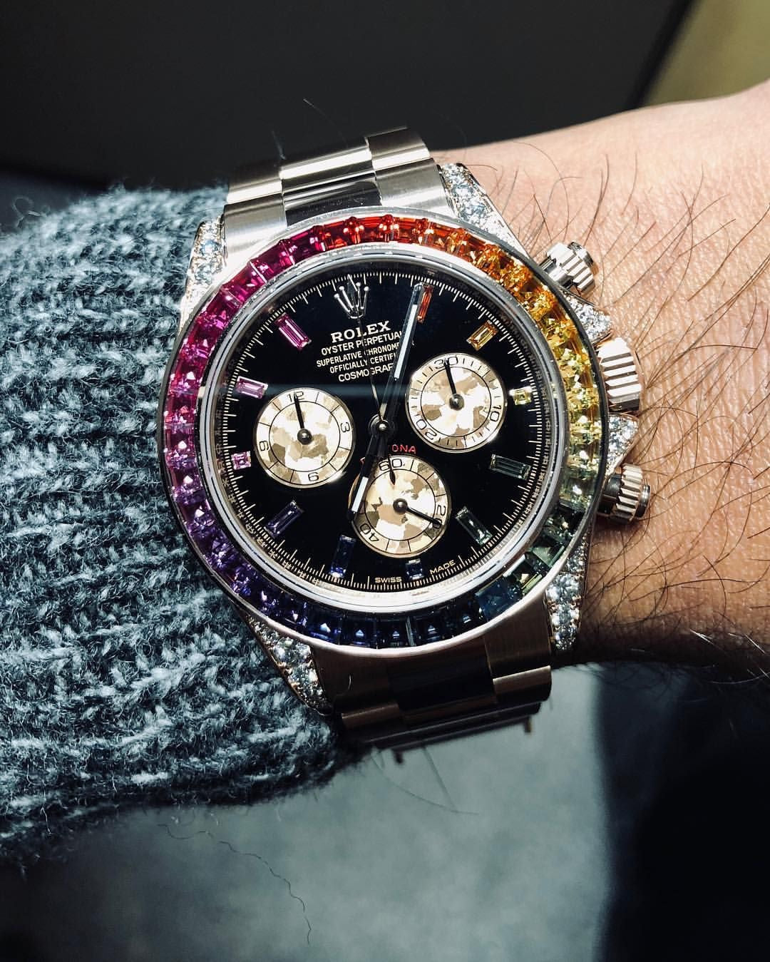 Rolex Daytona Rainbow Stainless Steel Japanese Automatic Mens Watch