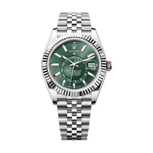 Rolex SkyDweller Stainless Steel Green Dial & Jubli Chain Strap Japanese Automatic Master Quality Men’s Watch