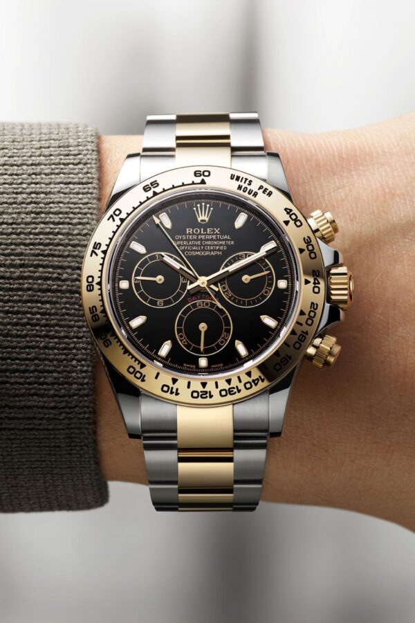 Rolex Daytona Panda Stainless Steel Gold & Black Dial Japanese Master Quality Automatic Men’s Watch