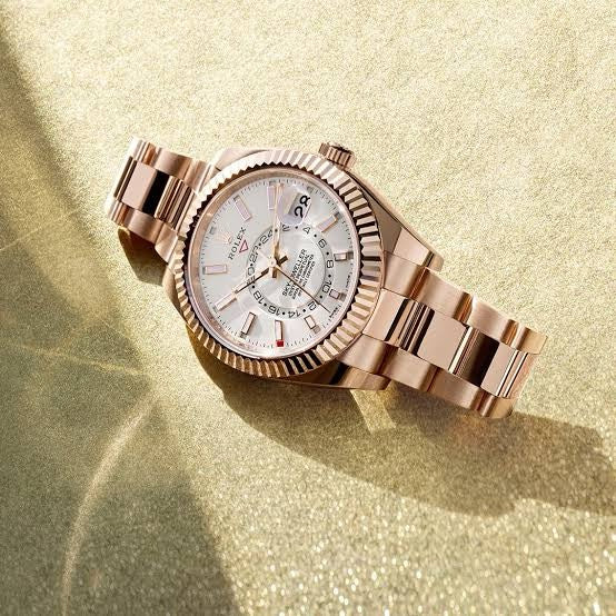 Rolex SkyDweller Rosegold White Dial Automatic Mens Watch — zoomed view