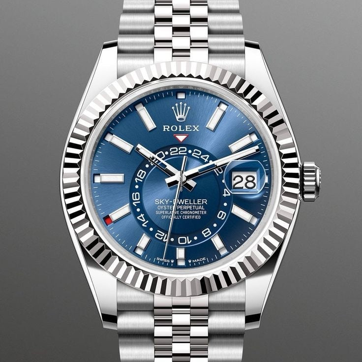 Rolex SkyDweller Silver Blue Dial Jubli Chain Automatic Men’s Watch — zoomed view