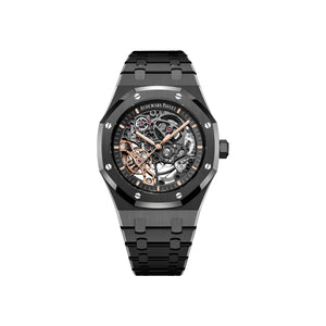 Audemars Piguet Royal Oak Double Balance Wheel Open worked Skeleton Dial Full Black Automatic Mens Watch