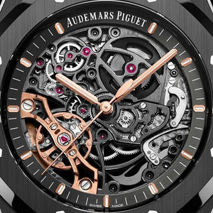 Audemars Piguet Royal Oak Double Balance Wheel Open worked Skeleton Dial Full Black Automatic Mens Watch