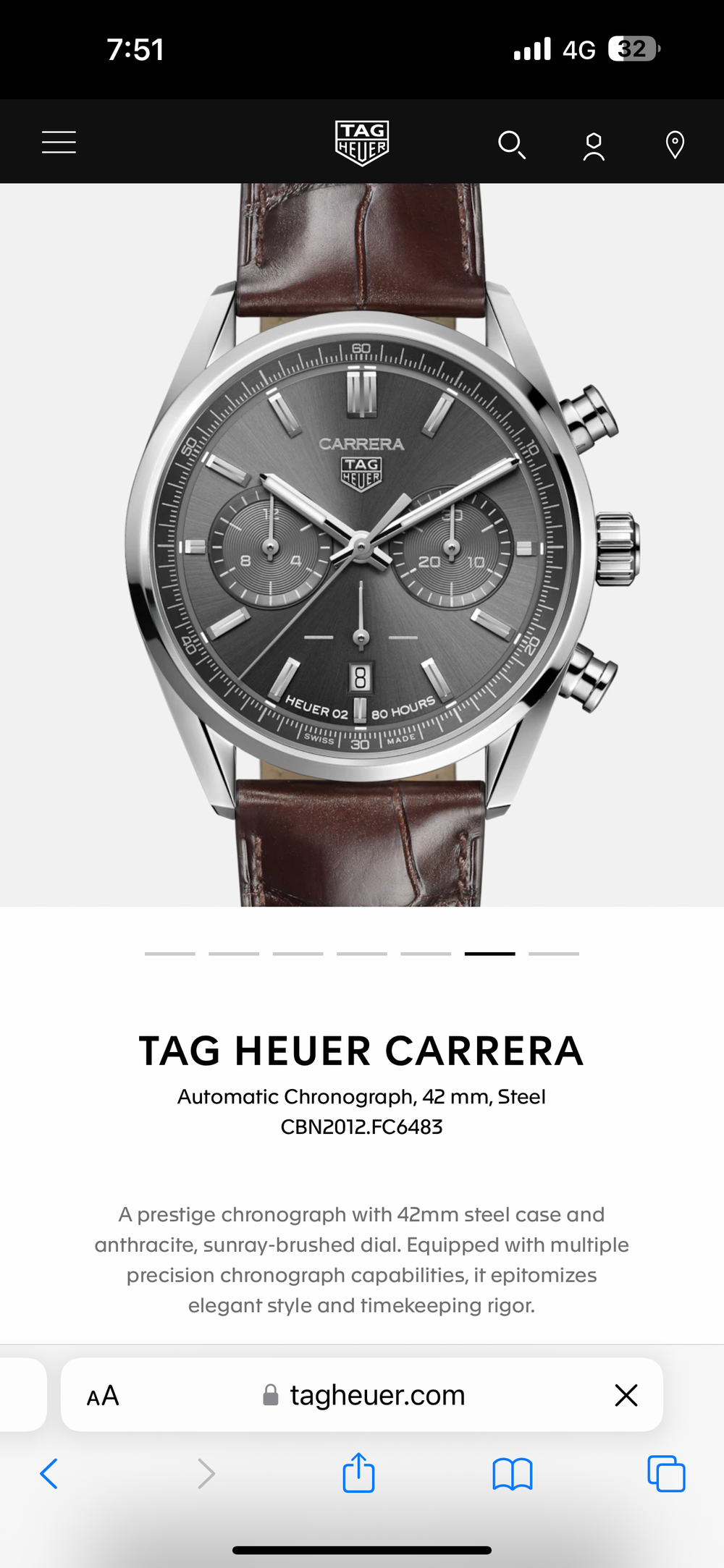 Tag Heuer Carrera Japanese Machinery Grey Dial & Brown Leather Strap Master Quality Mens Watch