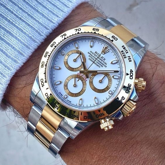 Rolex Daytona Two Tone White Dial Automatic Mens Watch