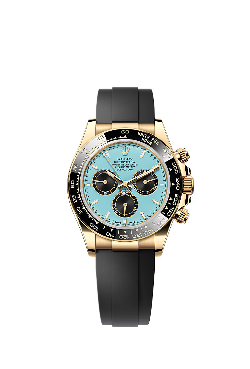Men’s Rolex Cosmograph Daytona – Turquoise Blue & Black Dial, Yellow Gold
