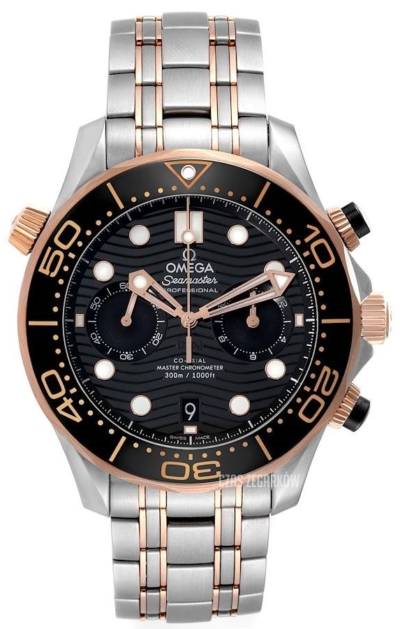 Omega 2 tone belt & Dial Black And Golden all Chrono Working — zoomed view