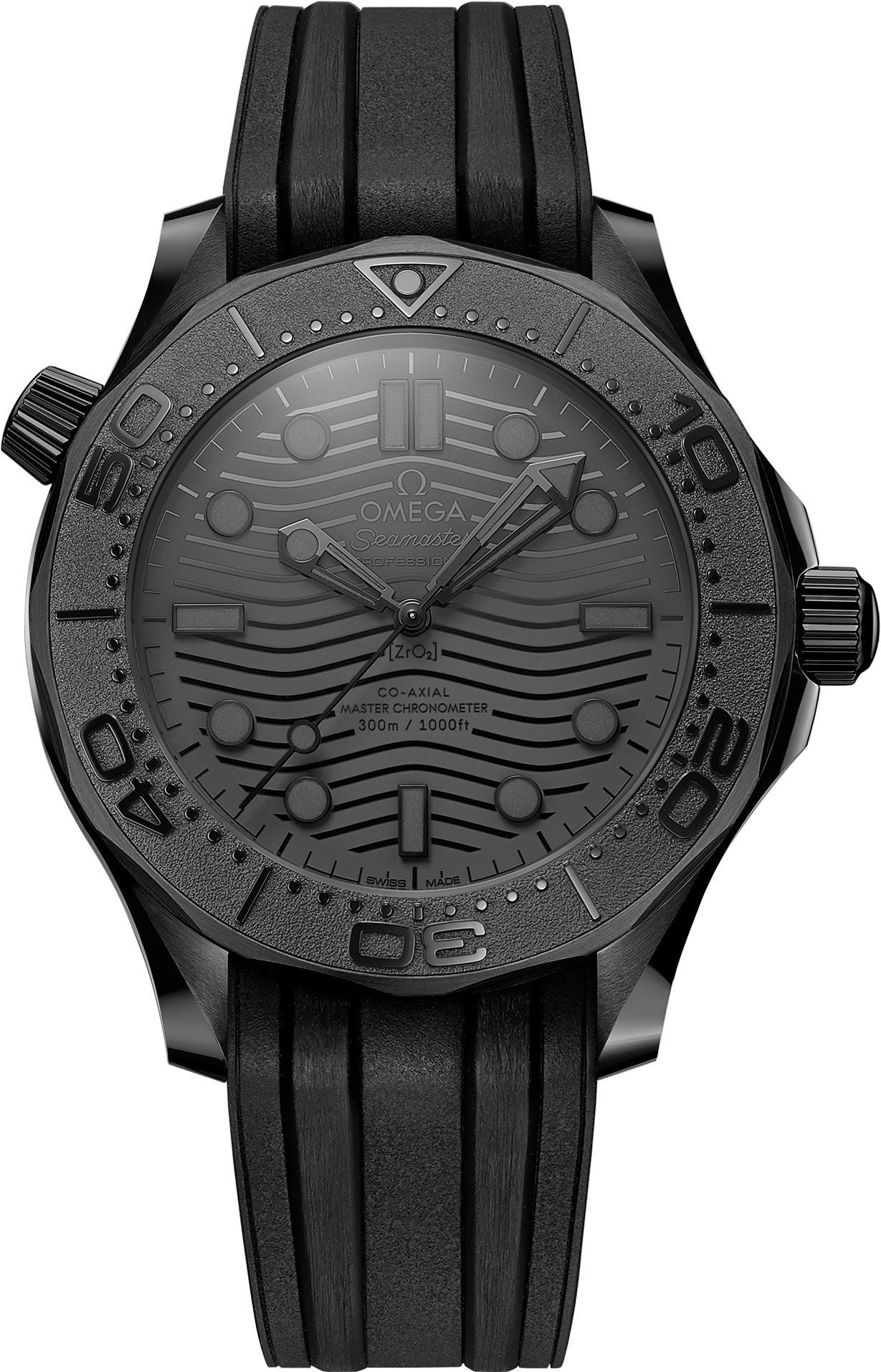 Omega Seamaster Diver 300M all black edition — zoomed view