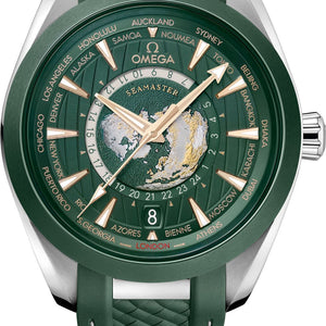 Omega Seamaster Aqua Terra Worldtimer Green Dial 43mm – 100% Authentic Swiss Automatic Watch