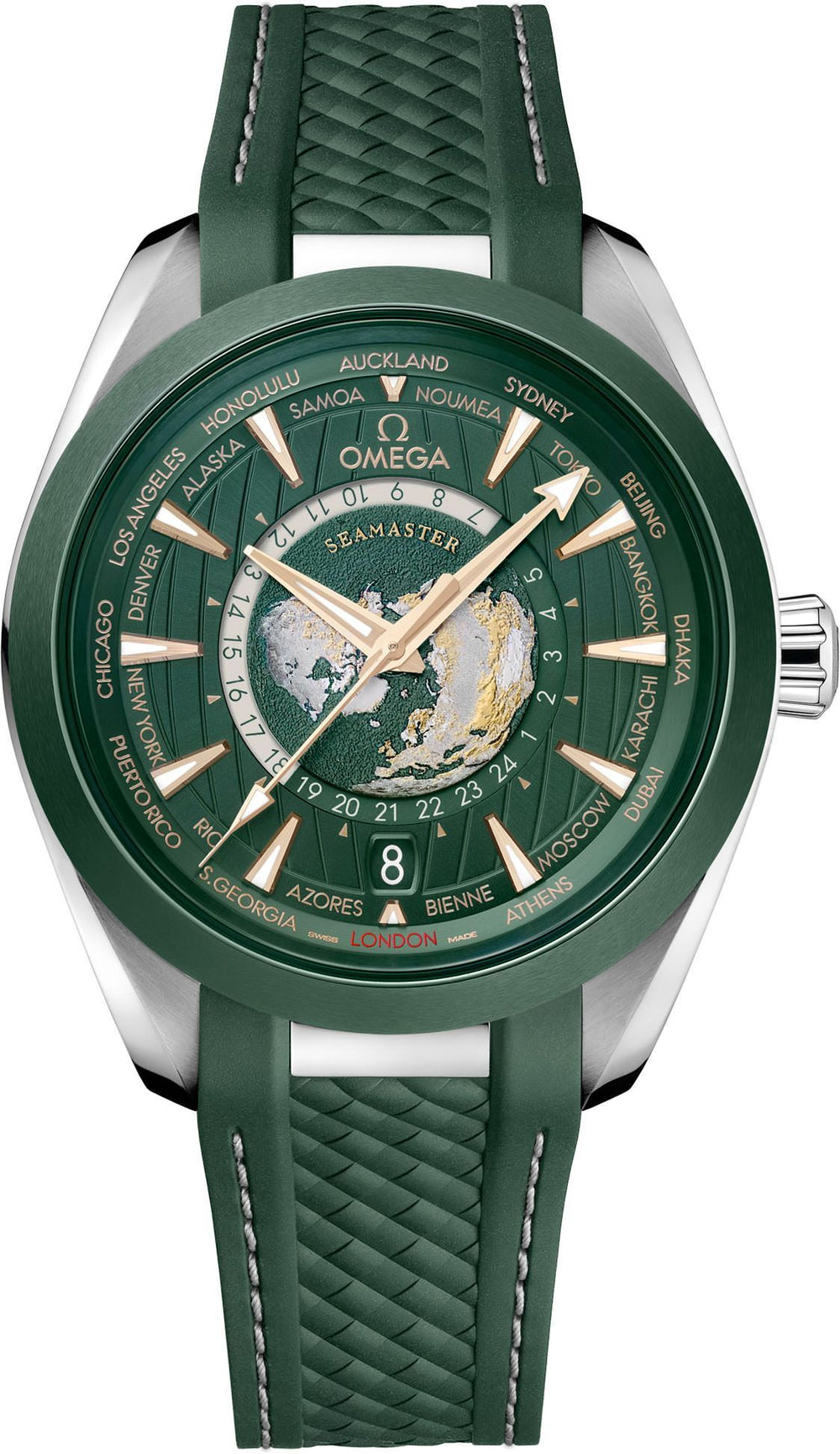 Omega Seamaster Aqua Terra Worldtimer Green Dial 43mm – 100% Authentic Swiss Automatic Watch