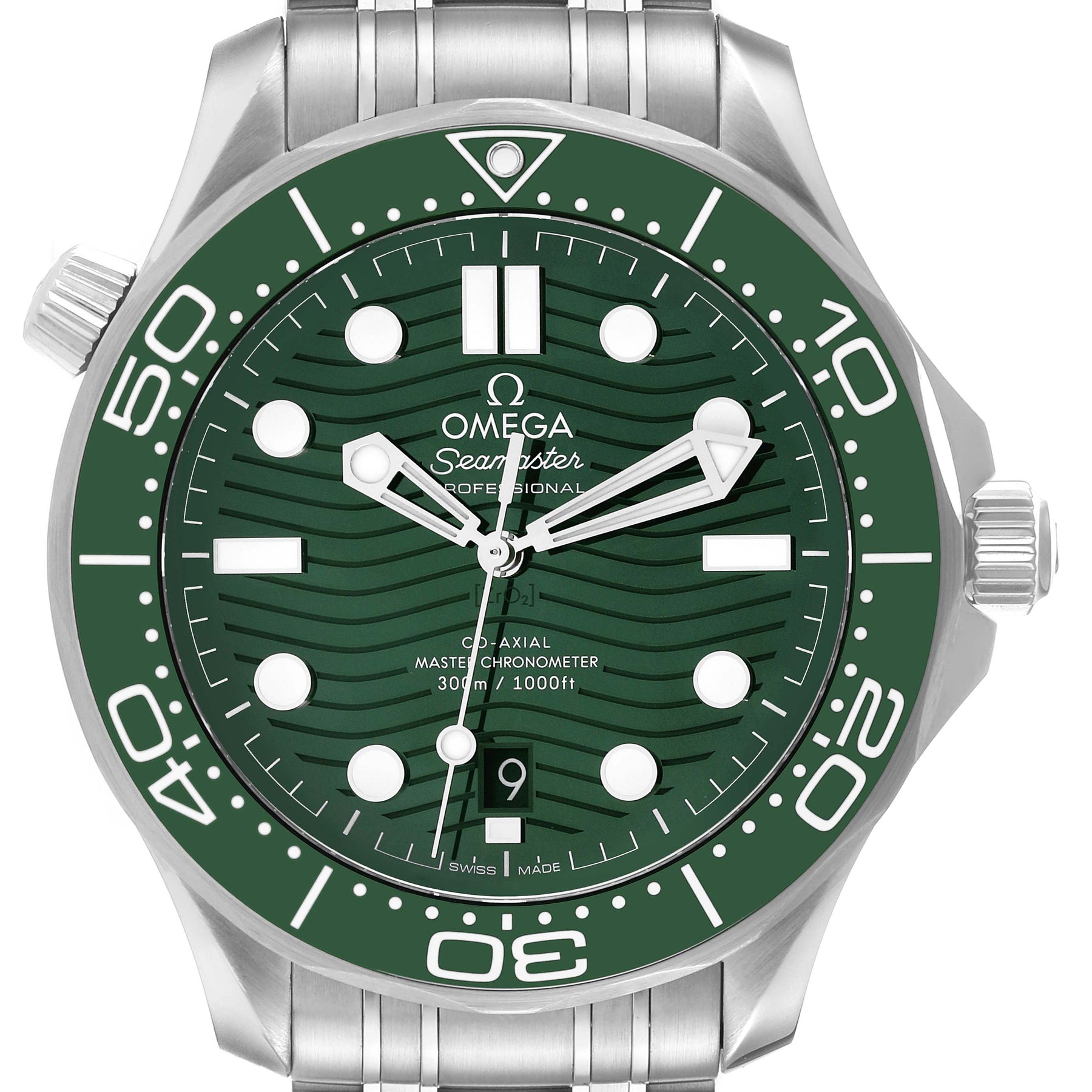 Omega Seamaster Diver Green Dial Steel Men Watch — zoomed view