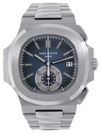 Patek Phillipe Nautilus Silver and Blue — zoomed view
