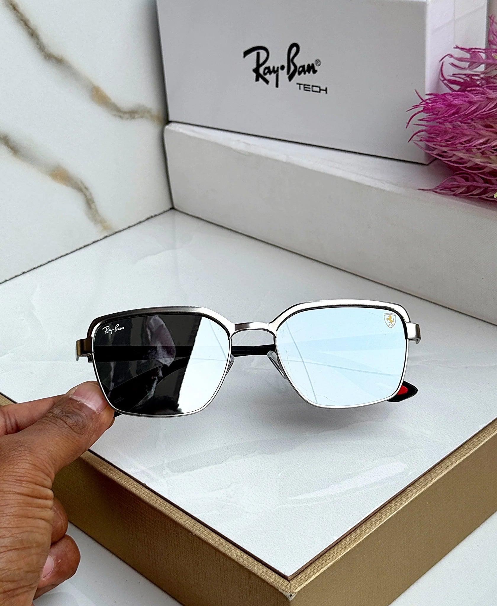 RB #7 METAL SILVER MERCURY UV-400 SUNGLASSES — zoomed view