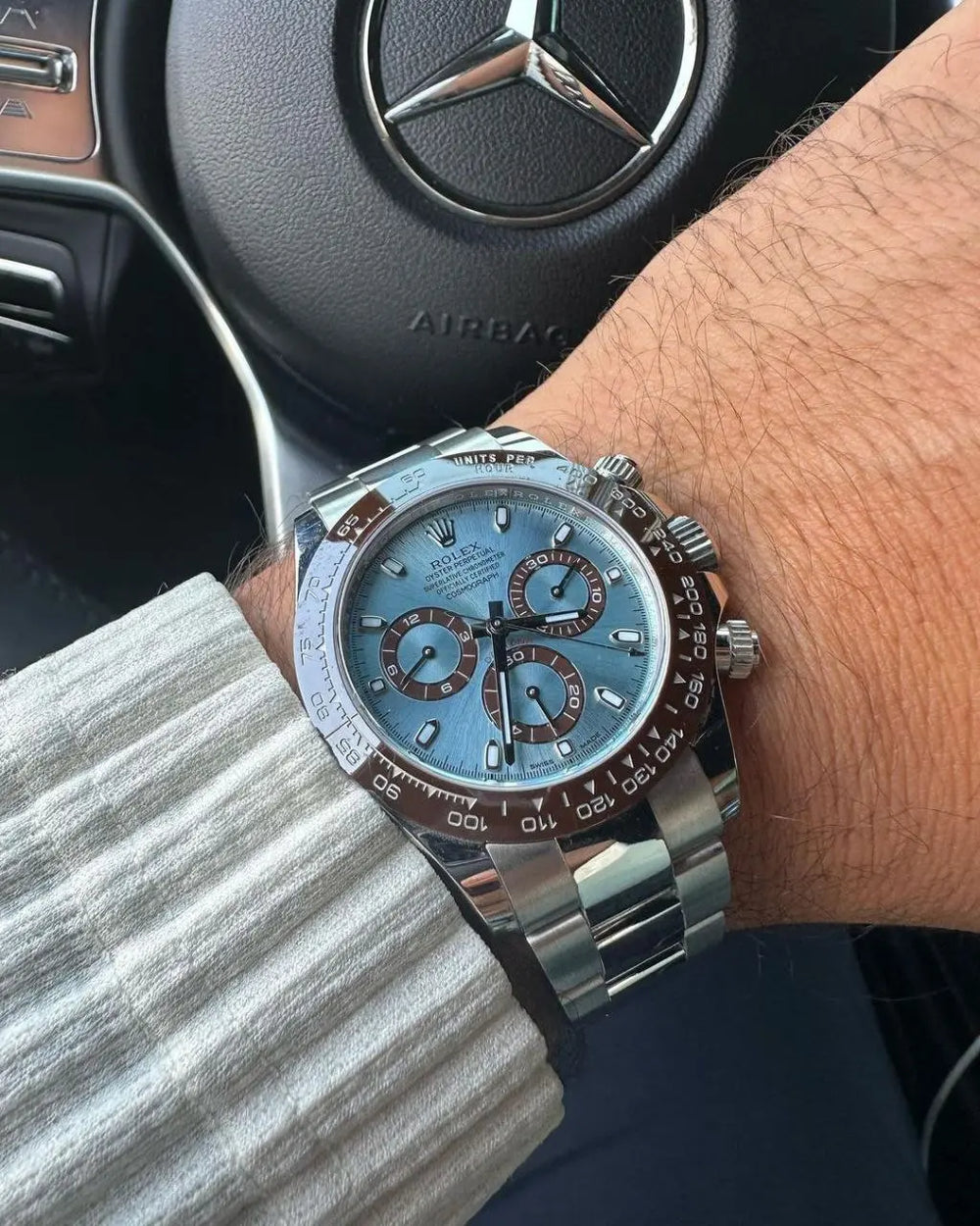 Rolex Cosmograph Daytona Platinum Ice Blue Dial – Premium Watch for Men with Ceramic Ring Professional Racing Heritage Meets Timeless Luxury