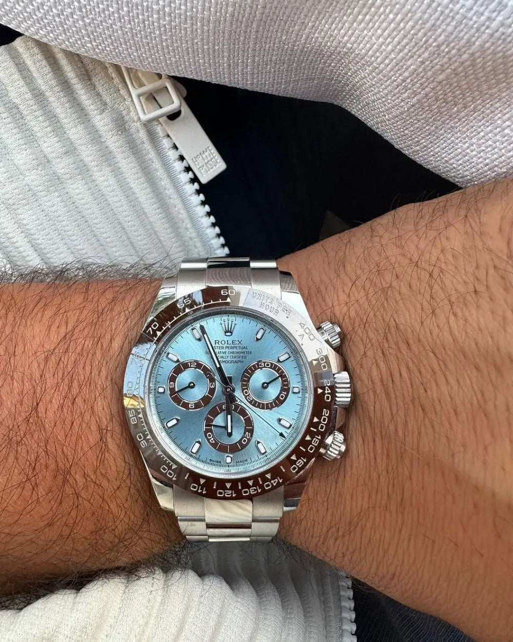 Rolex Cosmograph Daytona Platinum Ice Blue Dial – Premium Watch for Men with Ceramic Ring Professional Racing Heritage Meets Timeless Luxury