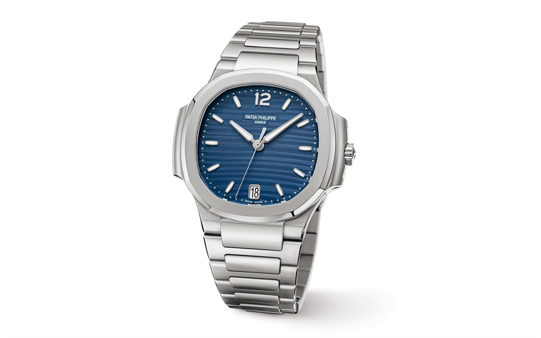 Automatic Patek Philippe Blue Silver Metal Men's Watch — zoomed view